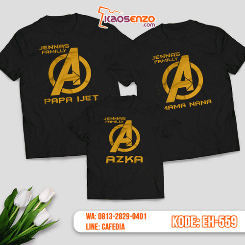 Baju Kaos Couple Keluarga | Kaos Family Custom Motif Avengers - EH 559