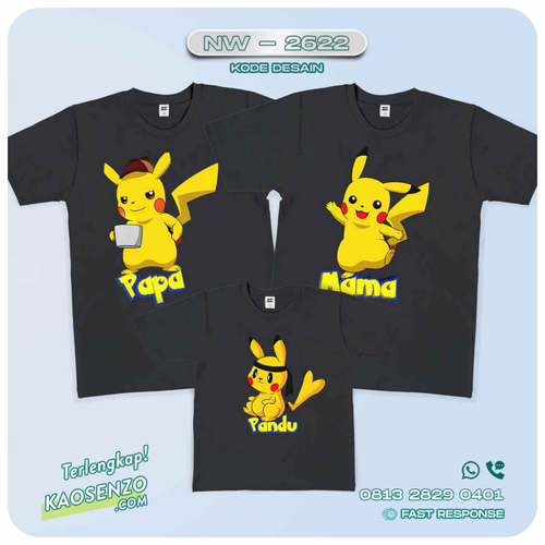 Baju Kaos Couple Keluarga Pokemon | Kaos Family Custom | Kaos Pokemon - NW 2622