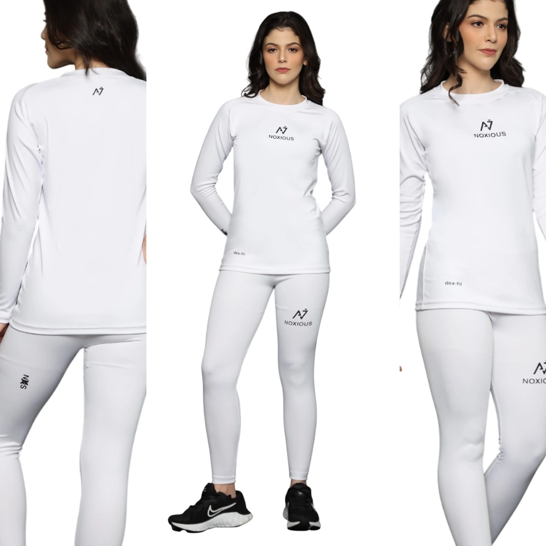 Noxious Setelan Baselayer Manset Legging Wanita Putih