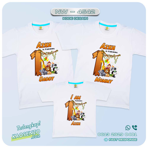 Baju Kaos Couple Keluarga Animal Zoo | Kaos Ultah Anak | Kaos Animal Zoo - NW 4542
