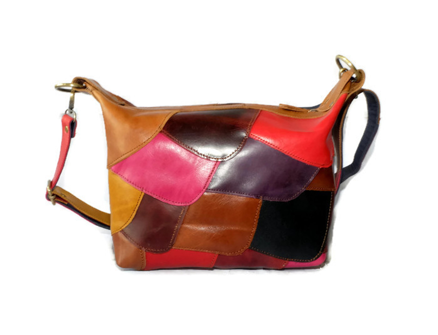 Tas Kulit Wanita Selempang Patchwork Warna Warni HW01 Rainbow