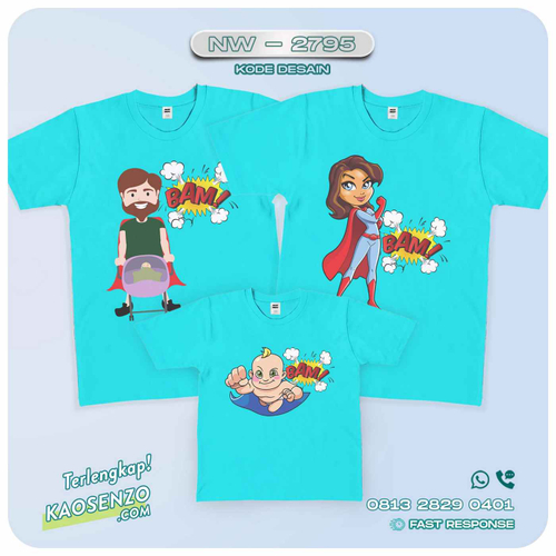 Baju Kaos Couple Keluarga superhero| Kaos Family Custom | Kaos Superhero - NW 2795