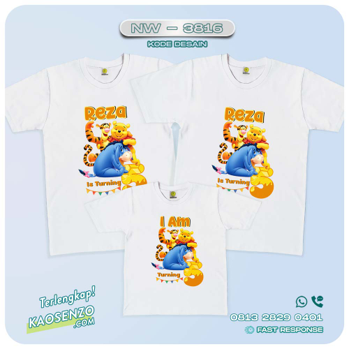 Baju Kaos Couple Keluarga Winnie The Pooh | Kaos Family Custom | Kaos Winnie The pooh - NW 3816