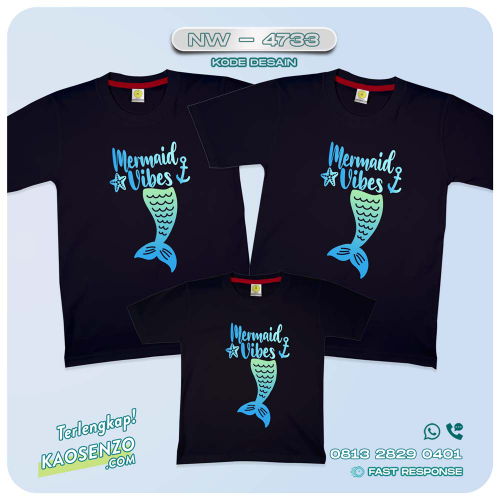 Baju Kaos Couple Keluarga Mermaid | Kaos Family Custom Mermaid | Kaos Mermaid - NW 4733