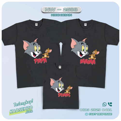 Baju Kaos Couple Keluarga Tom & Jerry | Kaos Family Custom | Kaos Tom & Jerry - NW 2588