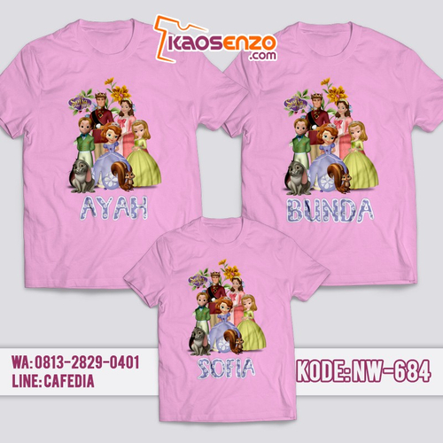 Baju Kaos Couple Keluarga | Kaos Family Custom Princess Sofia - NW 684