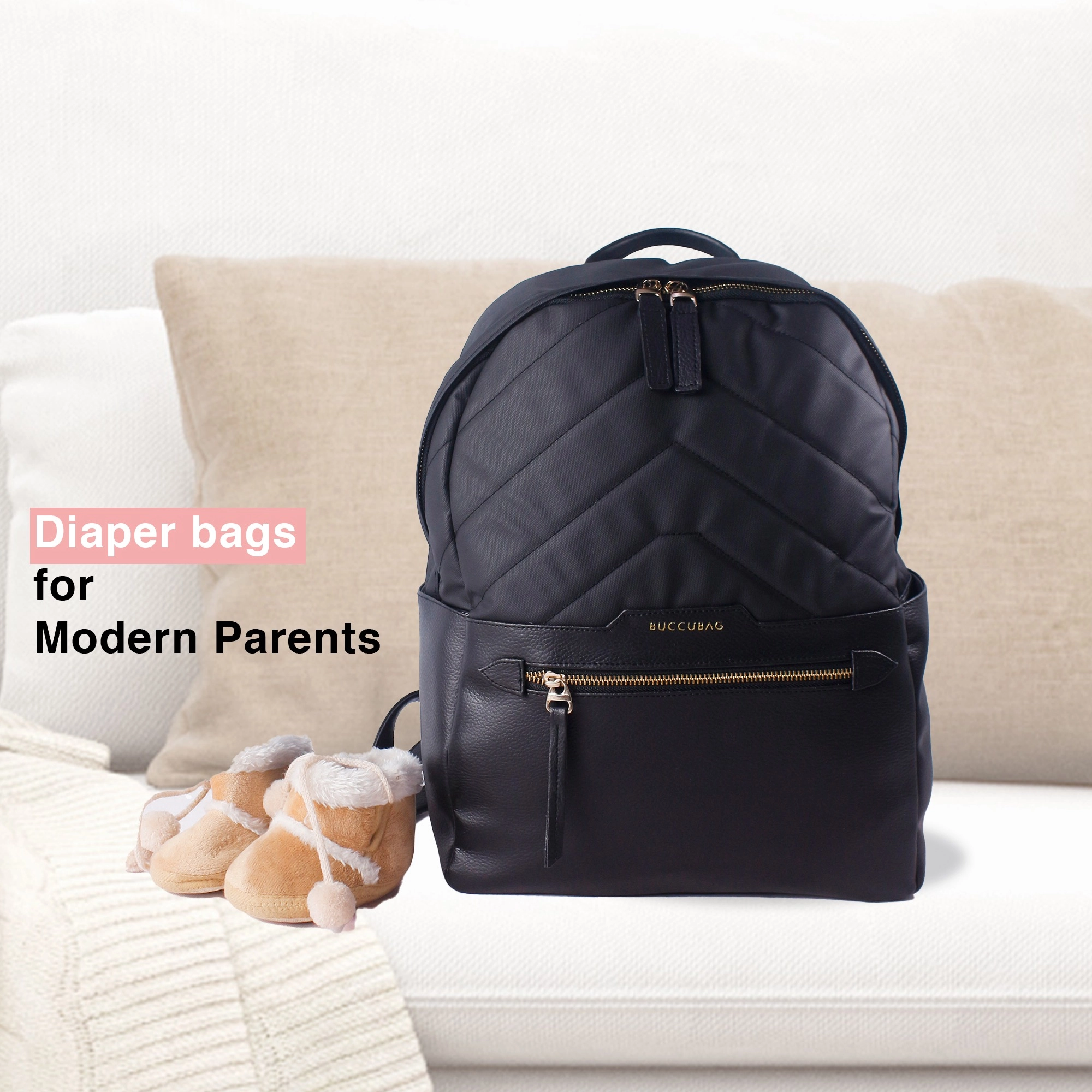 Buccubag Tas Perlengkapan Bayi Medium Ransel diaperbag blackquido
