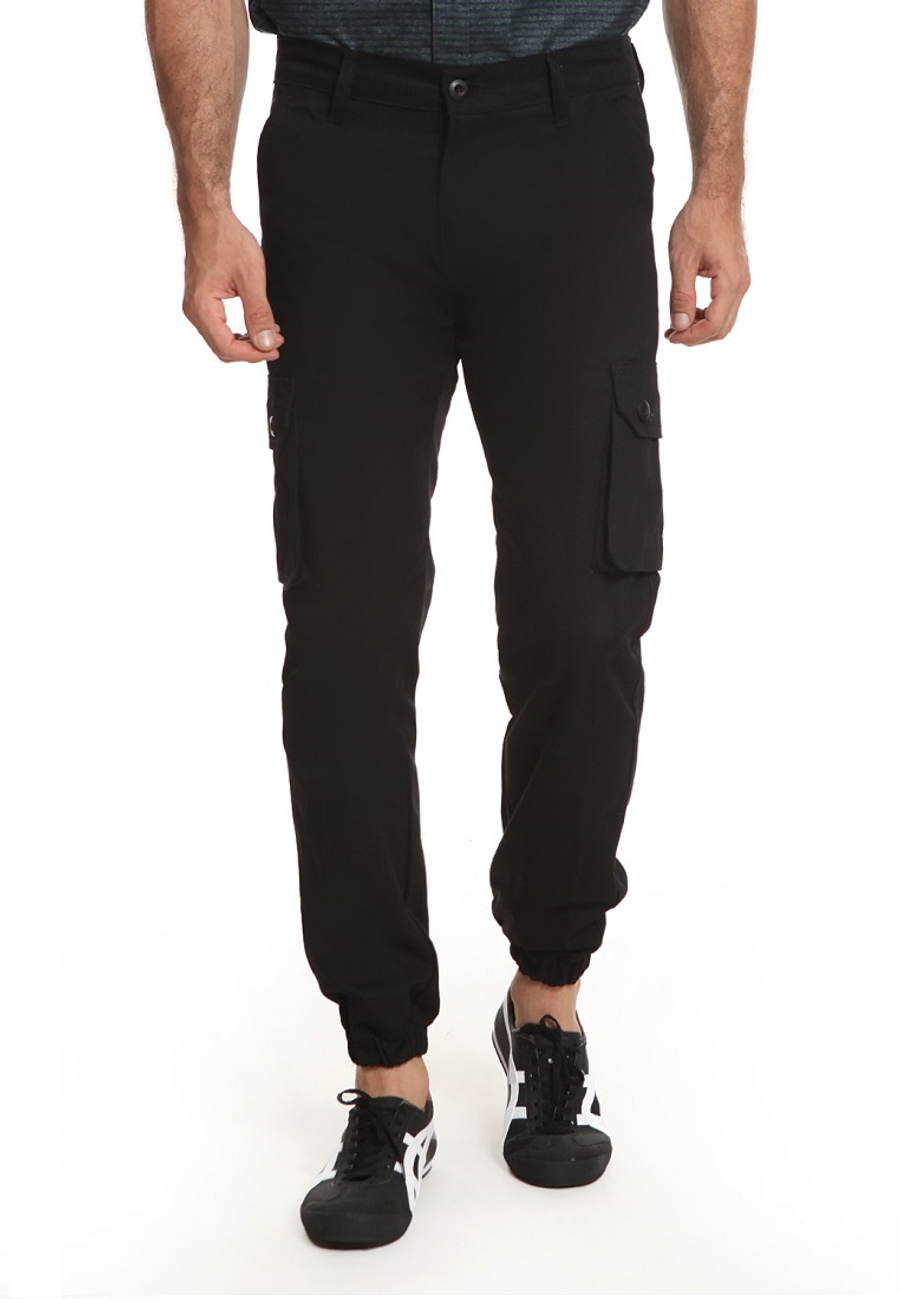  Celana  Jogger Cargo Panjang  Hitam  Hemmeh