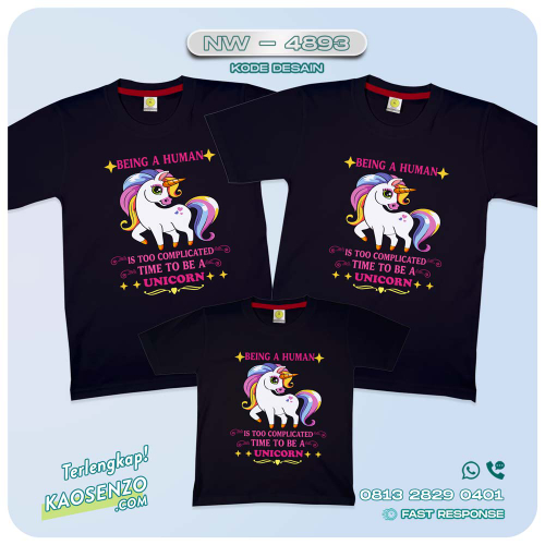 Baju Kaos Couple Keluarga Unicorn | Kaos Family Custom | Kaos Unicorn - NW 4893