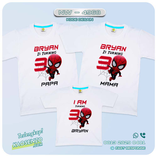 Baju Kaos Couple Keluarga Spiderman | Kaos Ulang Tahun Anak | Kaos Spiderman - NW 4968