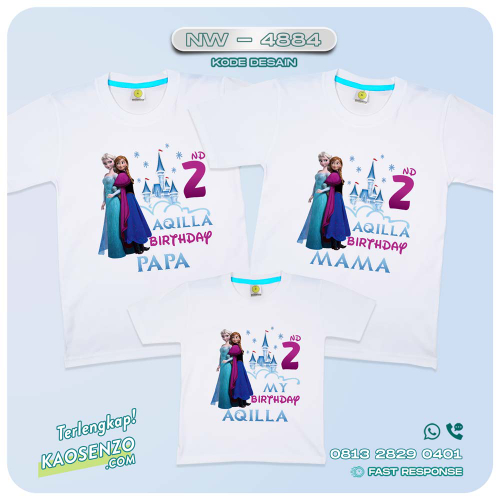 Baju Kaos Couple Keluarga Frozen | Kaos Ultah Anak | Kaos Frozen - NW 4884