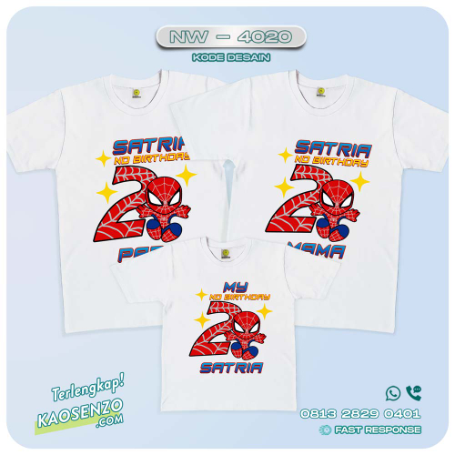 Baju Kaos Couple Keluarga Spiderman | Kaos Ulang Tahun Anak | Kaos Spiderman - NW 4020