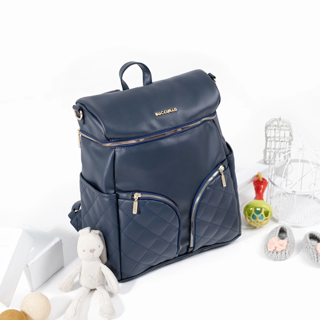 tas perlengkapan bayi  diaper bag buccubag pop Navy Blue Black 