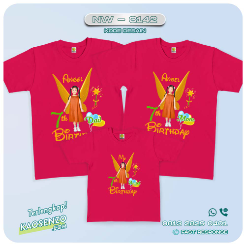 Baju Kaos Couple Keluarga Tinker Bell | Kaos Ultah Anak | Kaos Tinker Bell - NW 3142