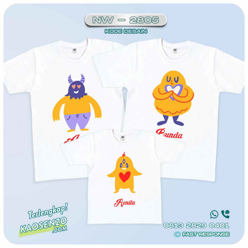 Baju Kaos Couple Keluarga Monster Inc | Kaos Family Custom | Kaos Monster Inc - NW 2805