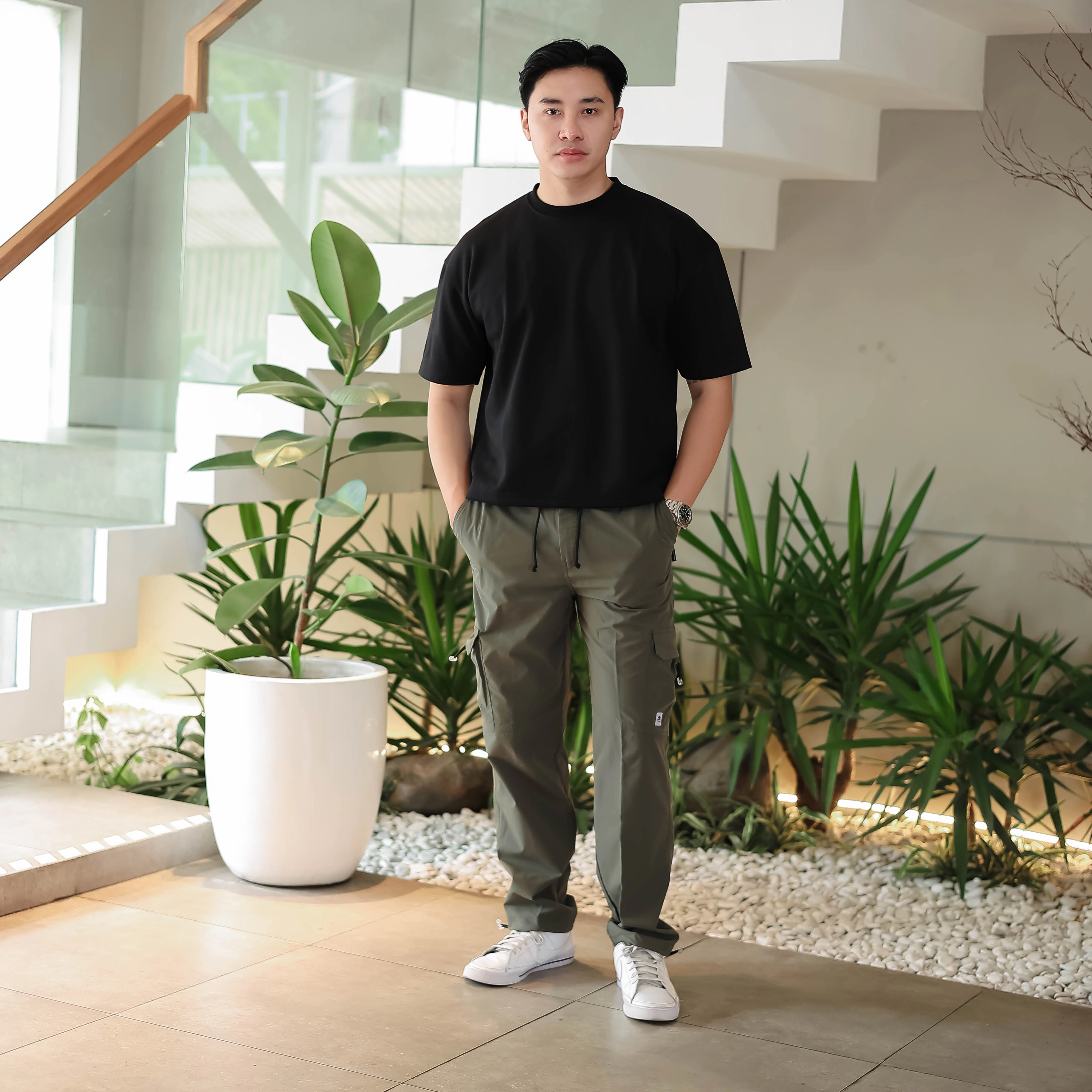 Troveast Celana Panjang Trackpants Daily Cargo Ripstop Stretch Army Slim Fit