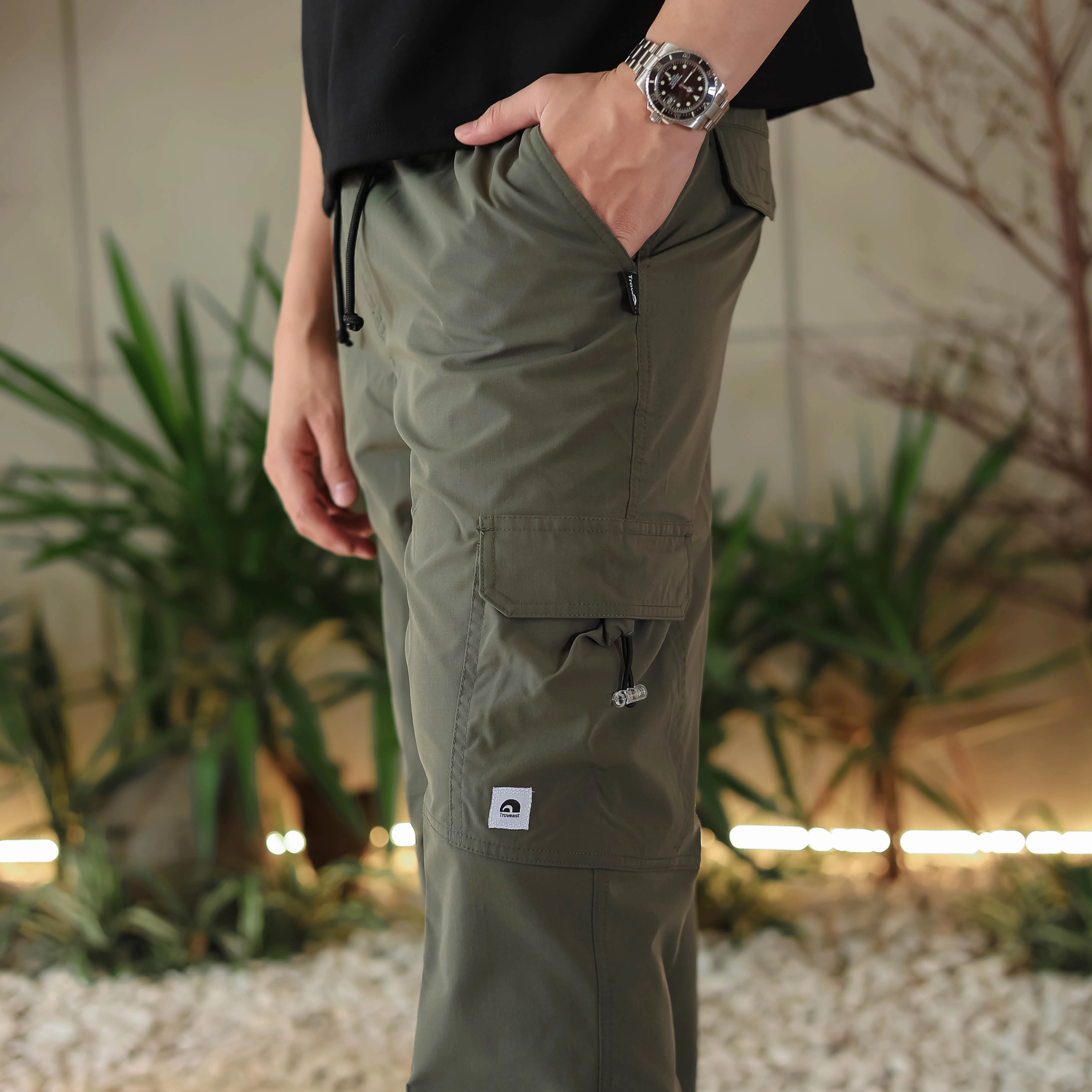Troveast Celana Panjang Trackpants Daily Cargo Ripstop Stretch Army Slim Fit