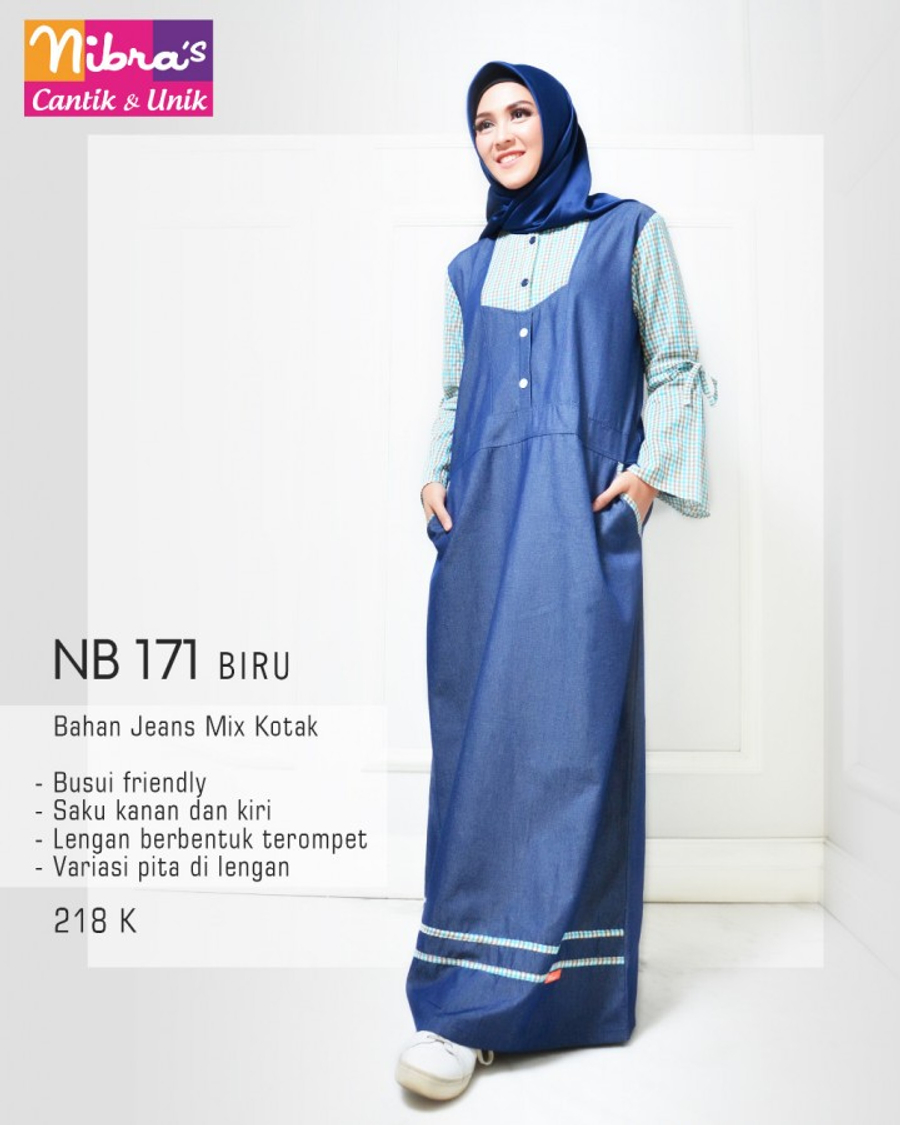 NIBRAS NB 171 BIRU GAMIS ABAYA JUBAH WANITA DEWASA